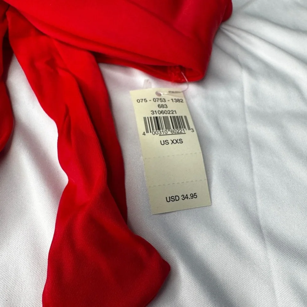 Aerie Red Front‎ Tie Scoop Neck Halter Bikini Top XXS New 075-0753-1382